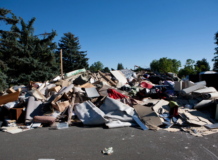a pile of things that got swept by the flood