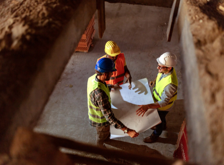 restoration team discussing at the site